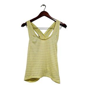 ZYIA Active Womens Nimbus Split Back Yellow Tank Top Striped Yoga Workout Sz M